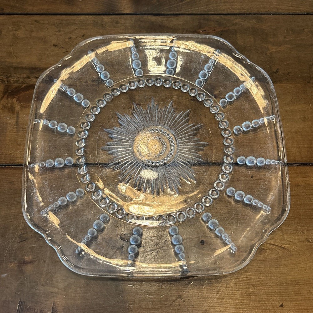VTG 30s Federal Glass Columbia Pattern Clear Depression Ware Glass Dinner Plate